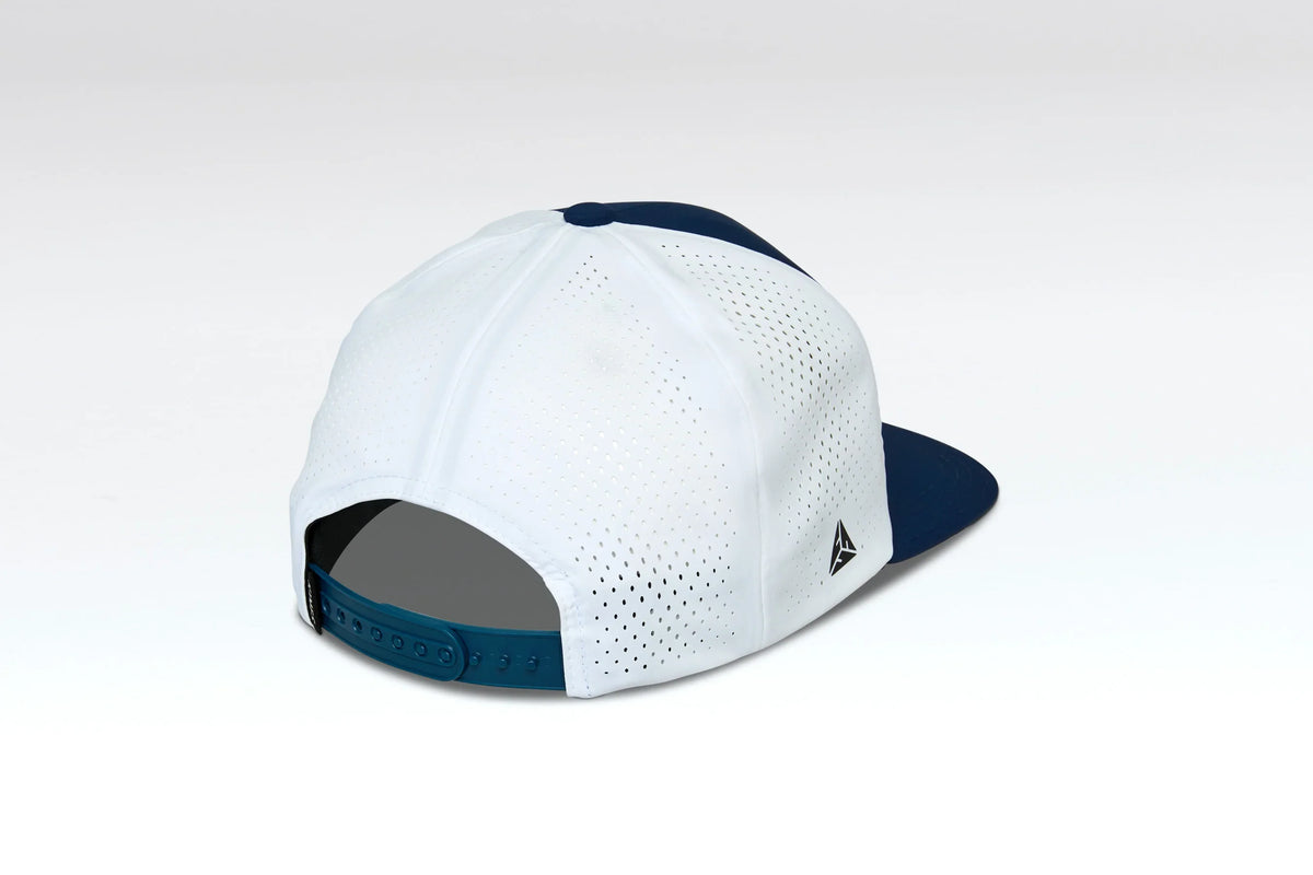 Kimes Ranch Arena hat in Navy, back view, with perforated back panels and a snapback closure