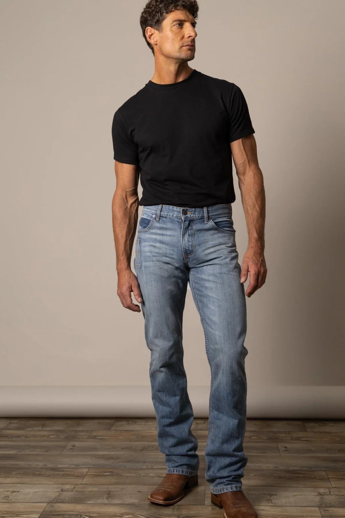 Kimes Ranch Barney Slim Fit Bootcut jeans in blue with a slim fit through the thigh and a bootcut leg opening