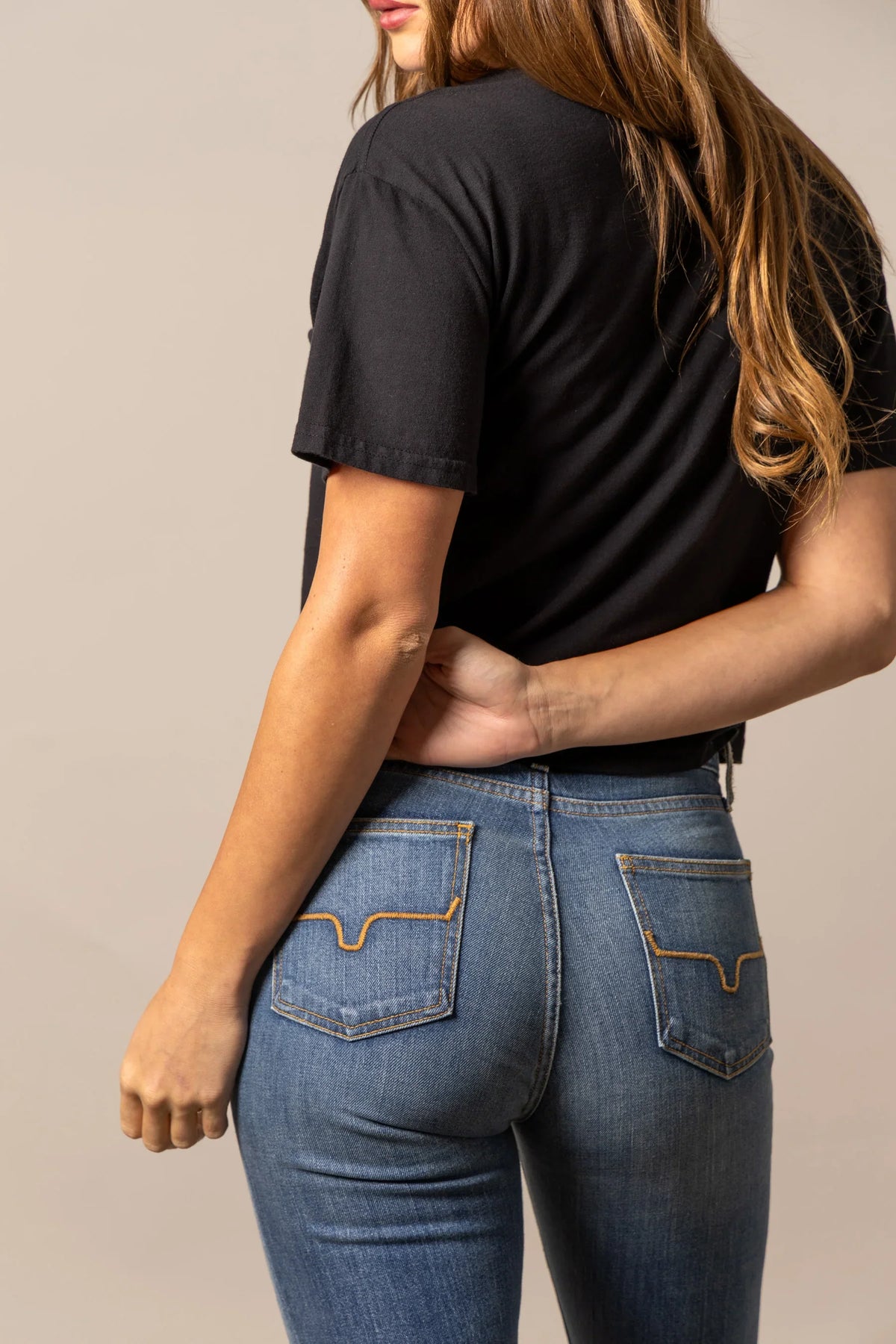 Kimes Ranch Bison Skull shirt in Black, back view, with short sleeves and a relaxed fit