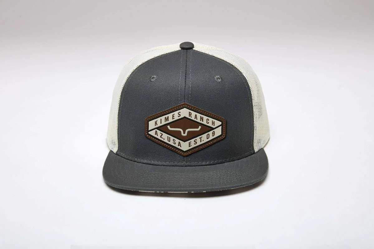 Kimes Ranch Boxer Trucker hat in Army Green with a logo patch on the front