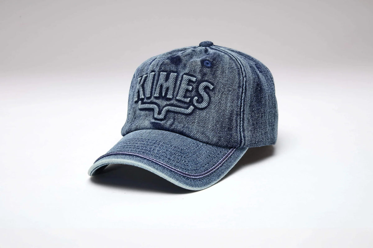 Kimes Ranch Branded KR hat in Blue with embroidered KIMES logo and longhorn outline