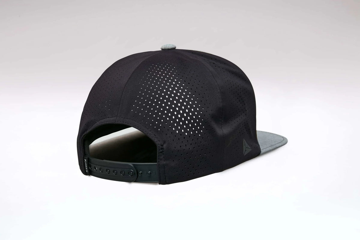 Kimes Ranch Creston hat in Grey Heather, back view, with perforated back panel and adjustable strap