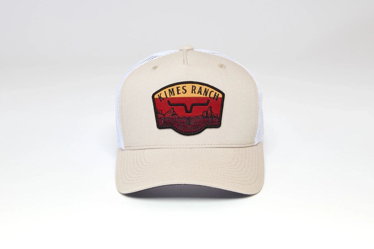 Kimes Ranch Crimson Hat in Natural with a front embroidered logo patch