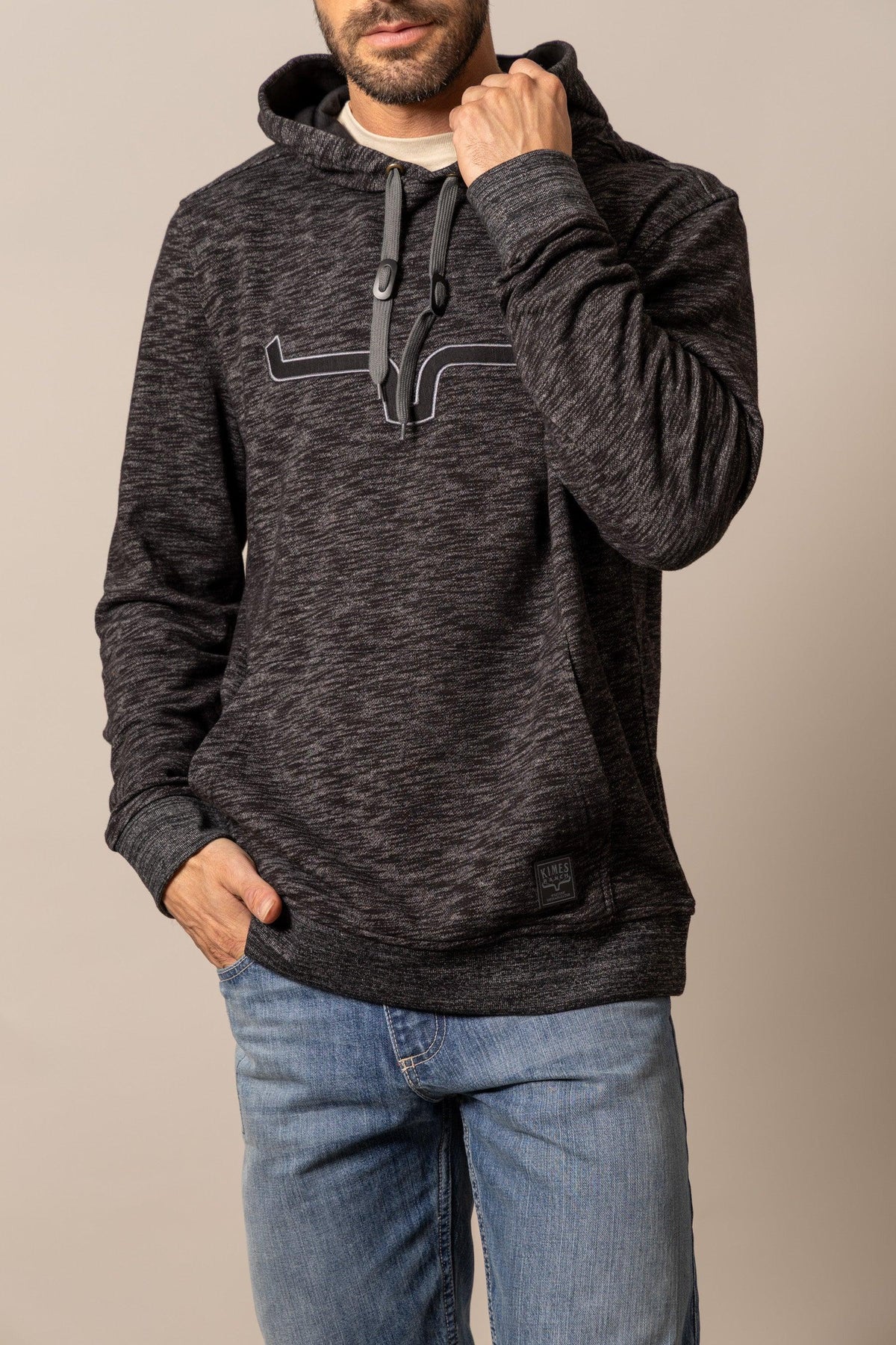 Kimes Ranch Durham Hoodie in Black with a front graphic and kangaroo pocket