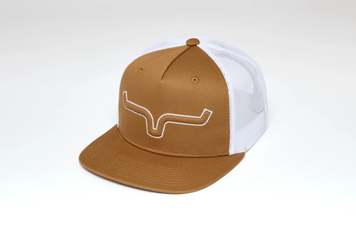 Kimes Ranch Edgewood hat in Work Wear Brown with white mesh back and embroidered logo