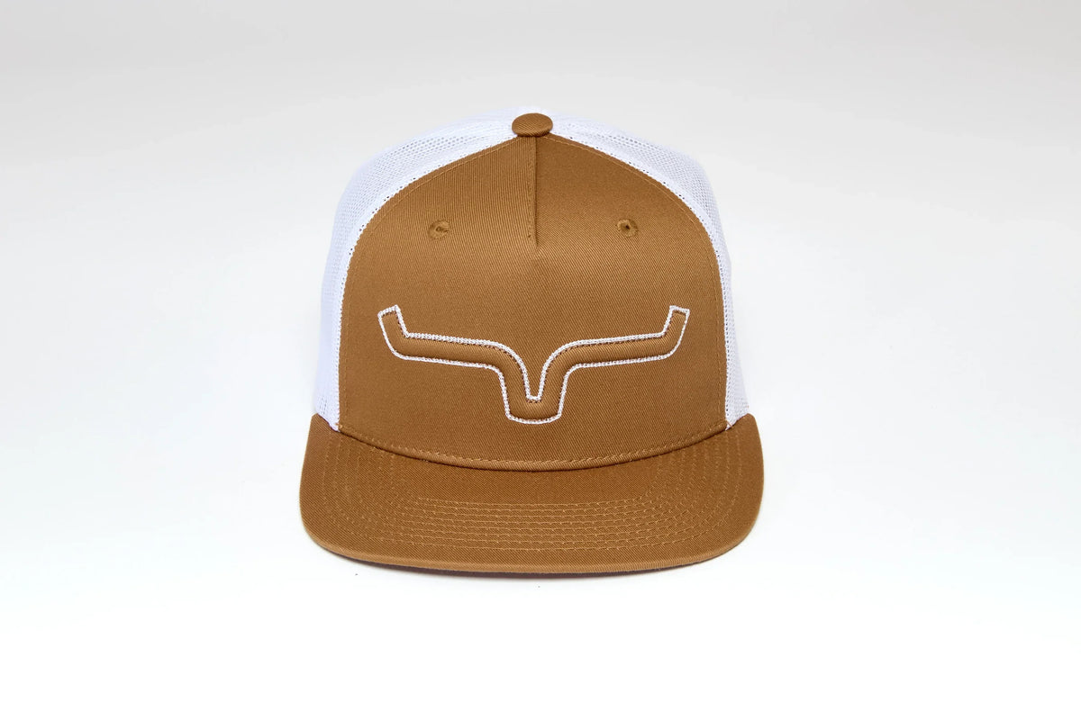 Kimes Ranch Edgewood hat in Work Wear Brown with white mesh back and embroidered Kimes Ranch logo