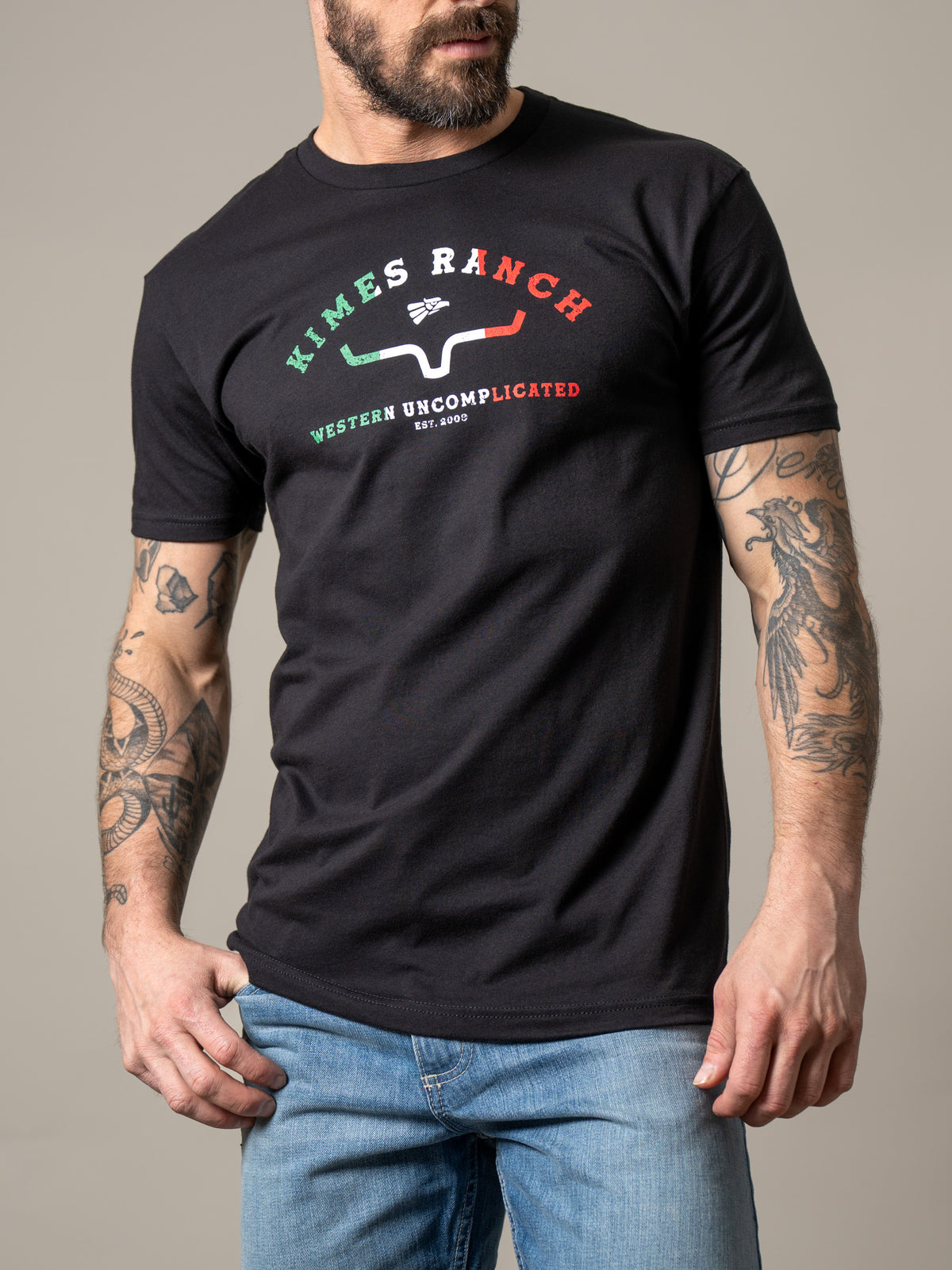Kimes Ranch Establecido En 2009 Black shirt with Western Uncomplicated graphic and logo