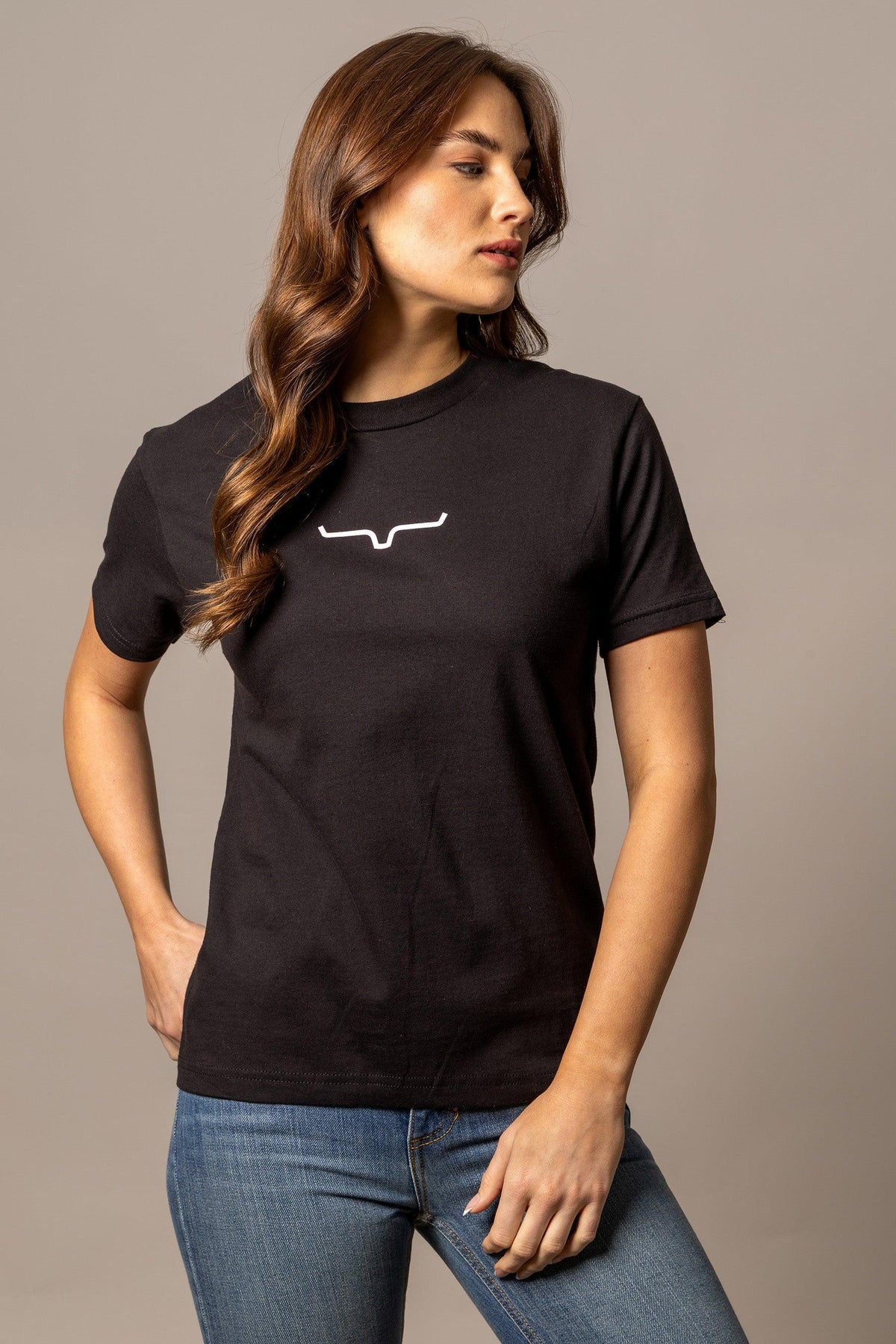 Kimes Ranch Fallon Bandana shirt in Black with a white Kimes Ranch logo on the chest
