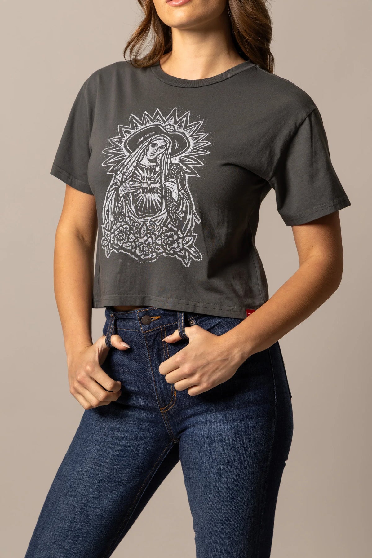 Kimes Ranch Fallon Madonna shirt in Pepper with a Madonna graphic print