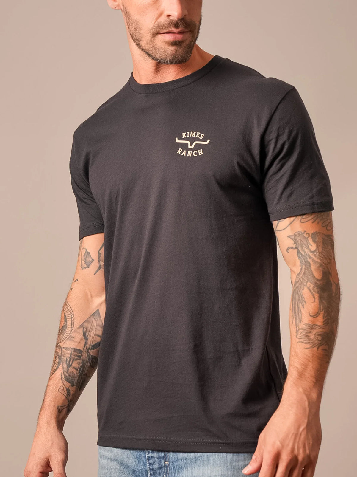 Kimes Ranch Flying High short sleeve shirt in Black with a chest logo