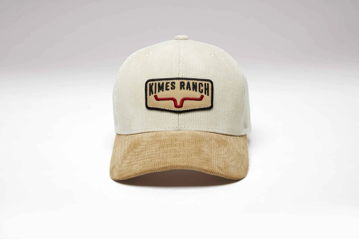 Kimes Ranch Fourteen hat in Natural with a brim and embroidered Kimes Ranch logo patch