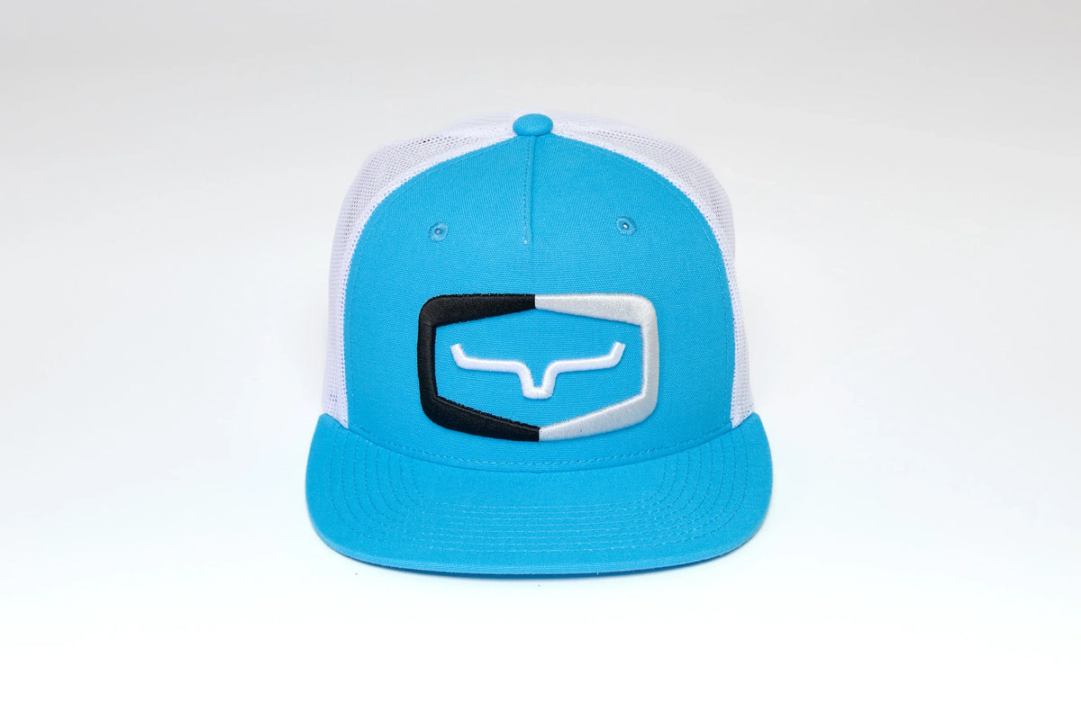 Kimes Ranch Framework hat in Blue with white mesh back and embroidered logo
