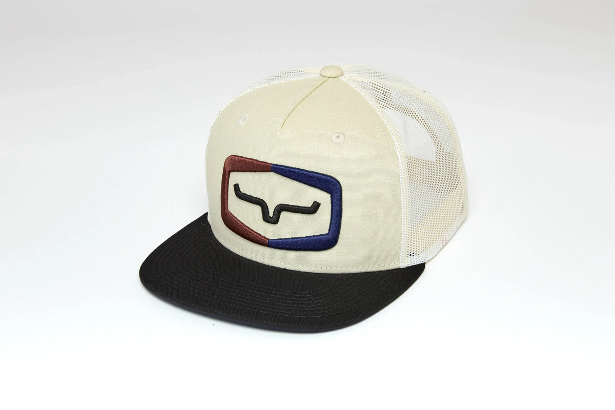 Kimes Ranch Framework hat in Natural with a black brim and embroidered logo