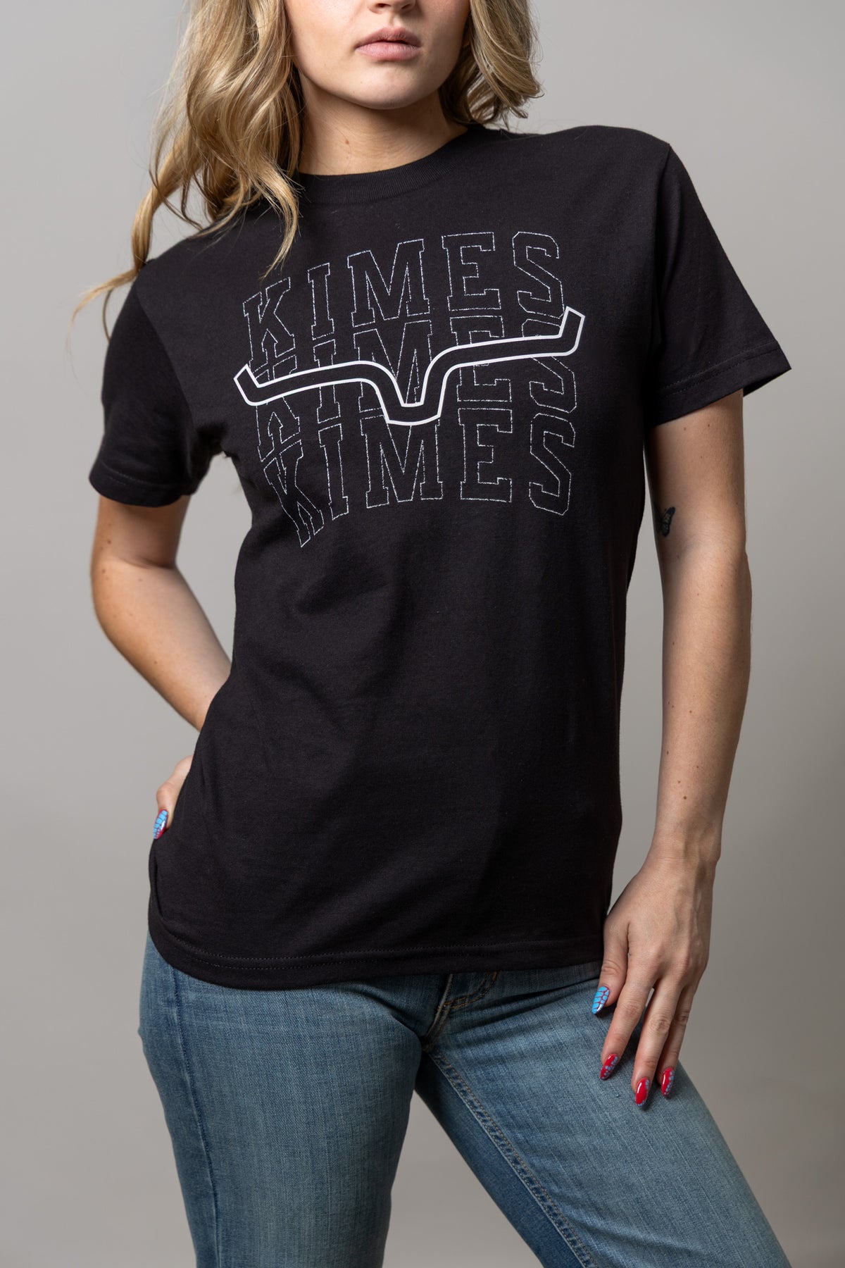 Kimes Ranch Heavy Branded shirt in Black with a white graphic print featuring the word KIMES