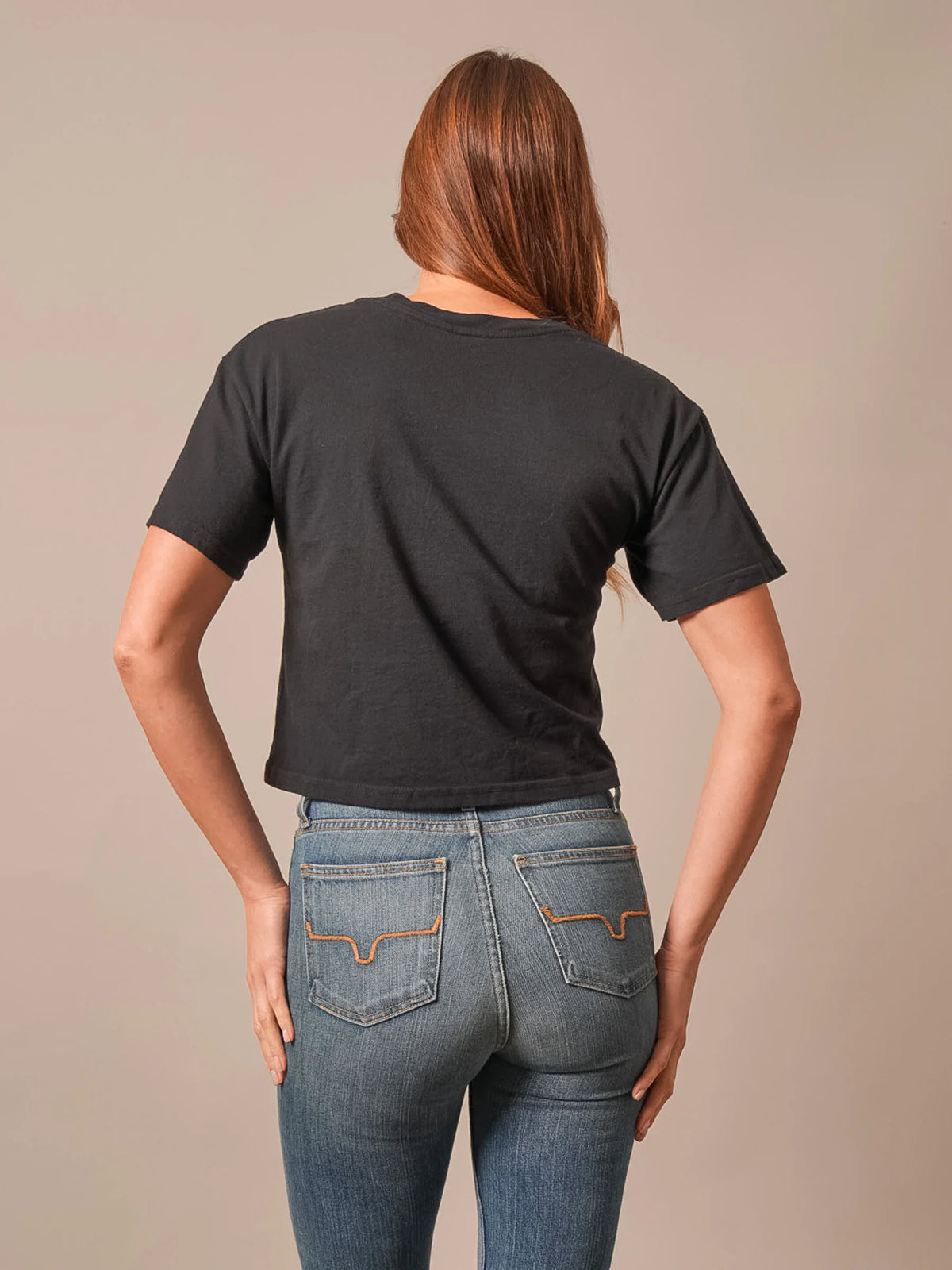 Kimes Ranch Home Grown, back view, Black short sleeve shirt with a crew neckline and relaxed fit