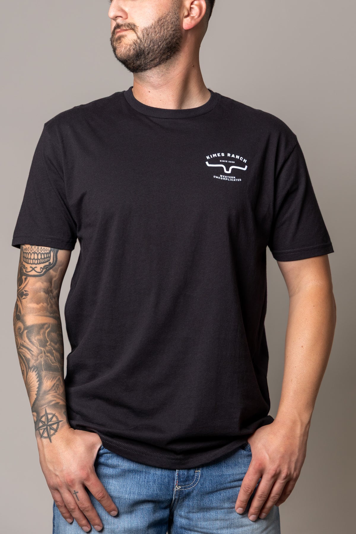 Kimes Ranch Honor shirt in Black with a white Kimes Ranch logo on the chest