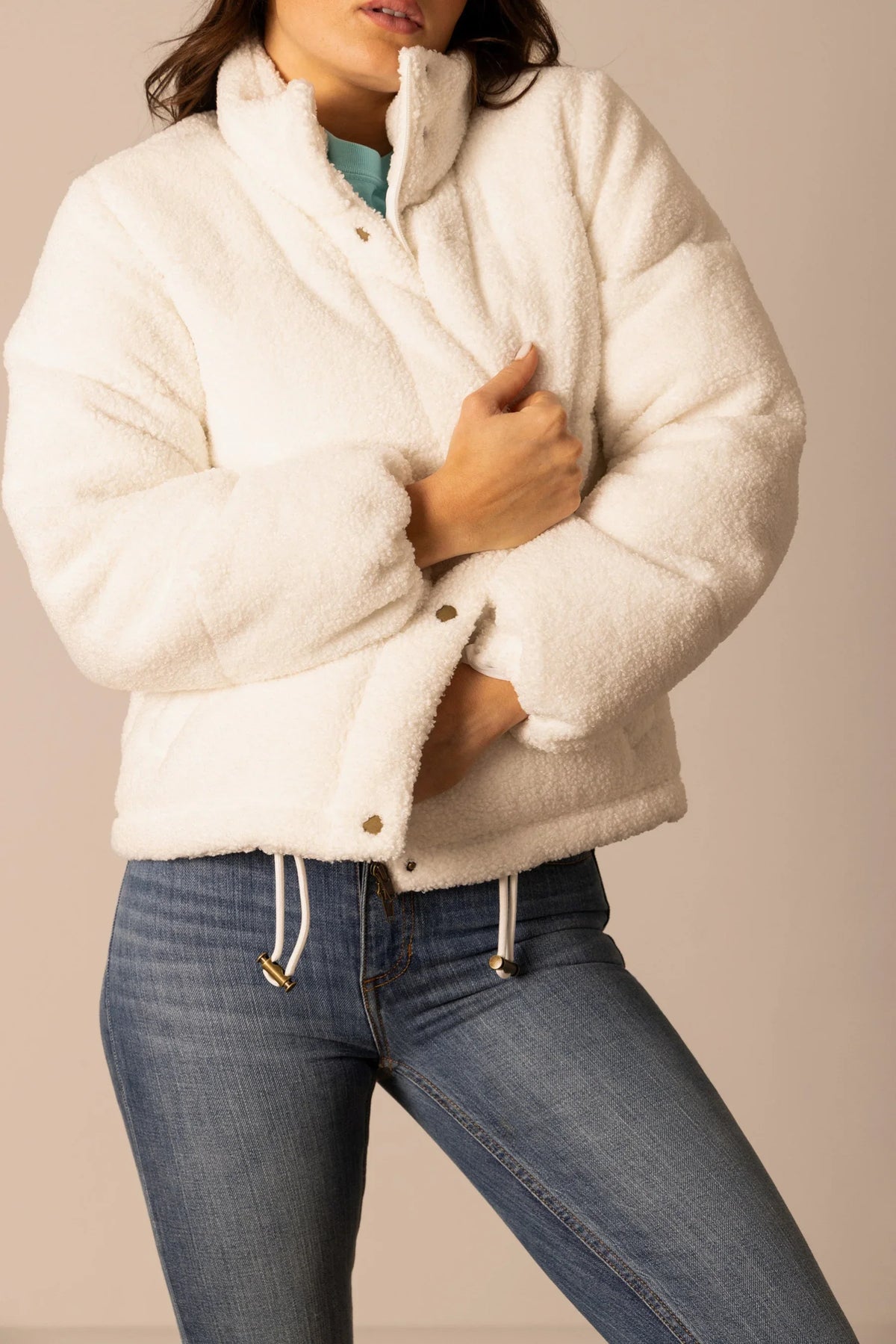 Kimes Ranch Jaycee Jacket in Natural with a stand collar and snap front closure