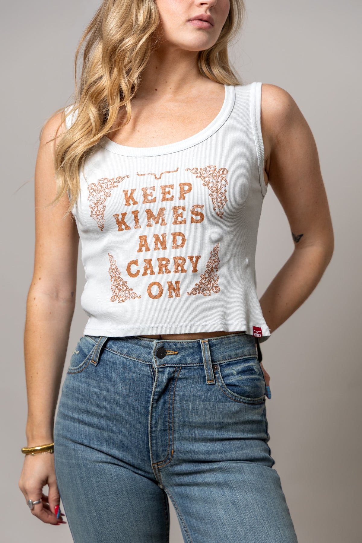 Kimes Ranch Keep Kimes Carry On shirt in Natural with a graphic print and ornate scrollwork
