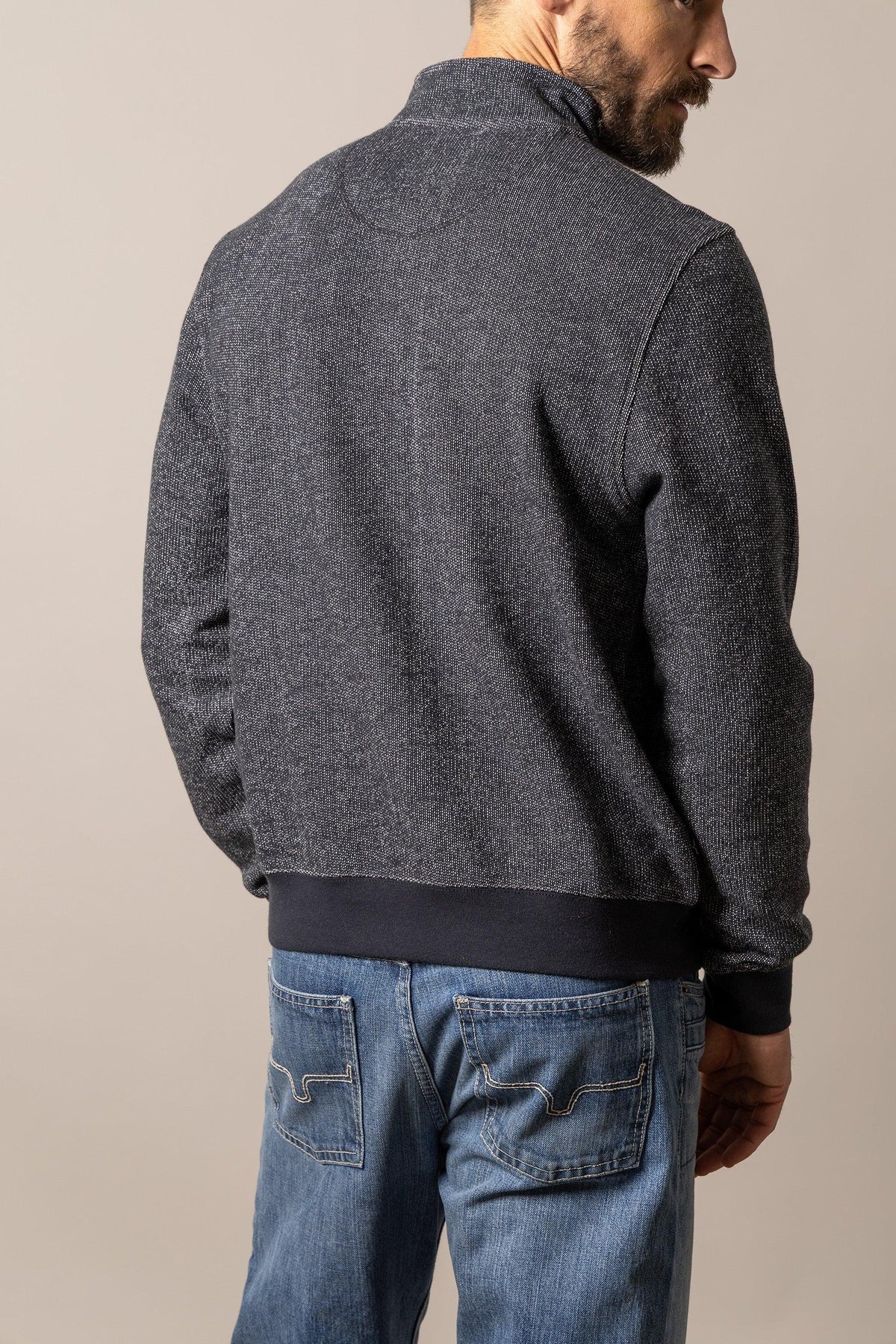 Kimes Ranch Kingswell sweatshirt in Black, back view, with a ribbed hem and cuffs