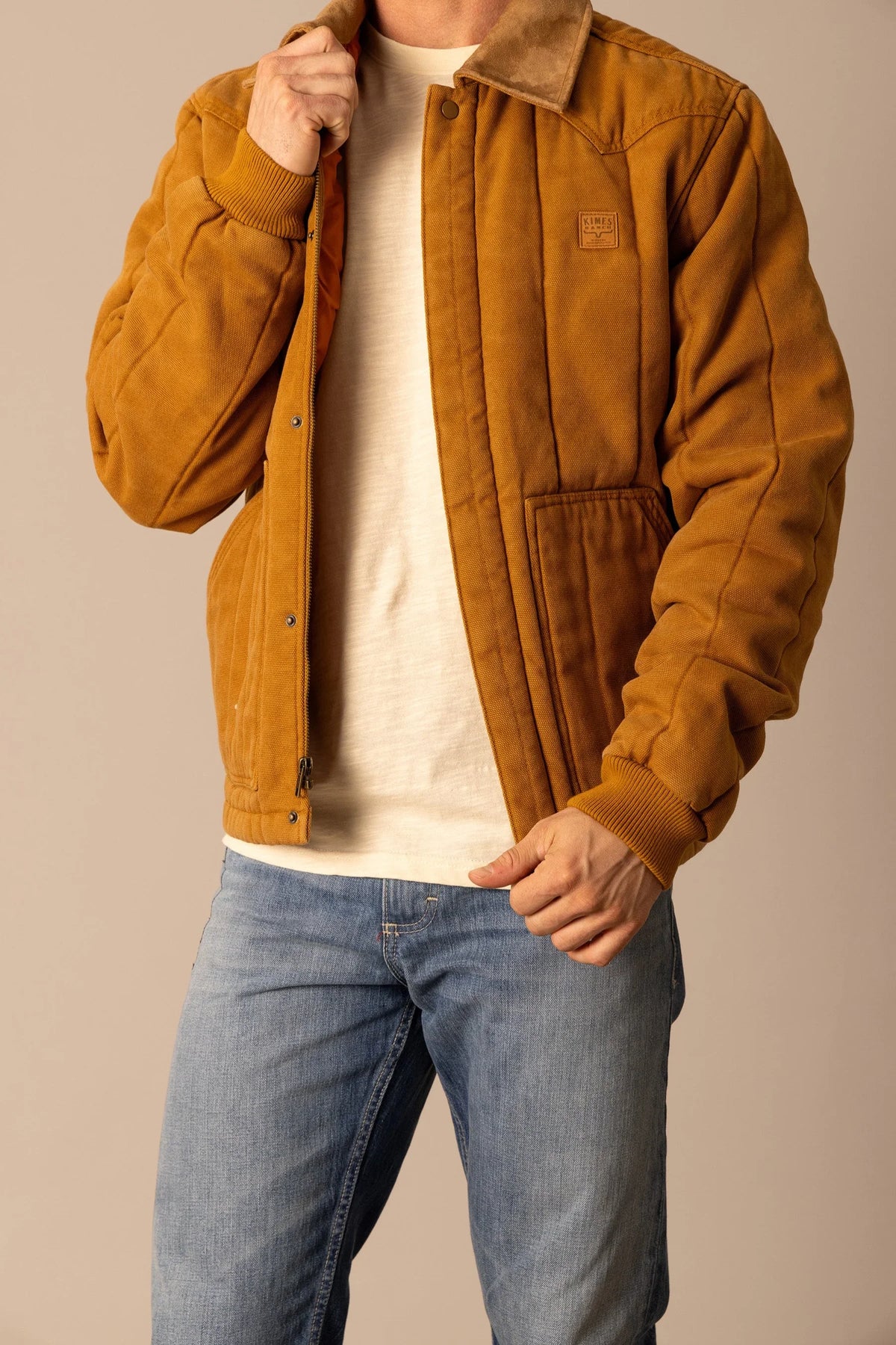 Kimes Ranch Lewiston Jacket in Work Wear Brown with a collar and front patch pocket