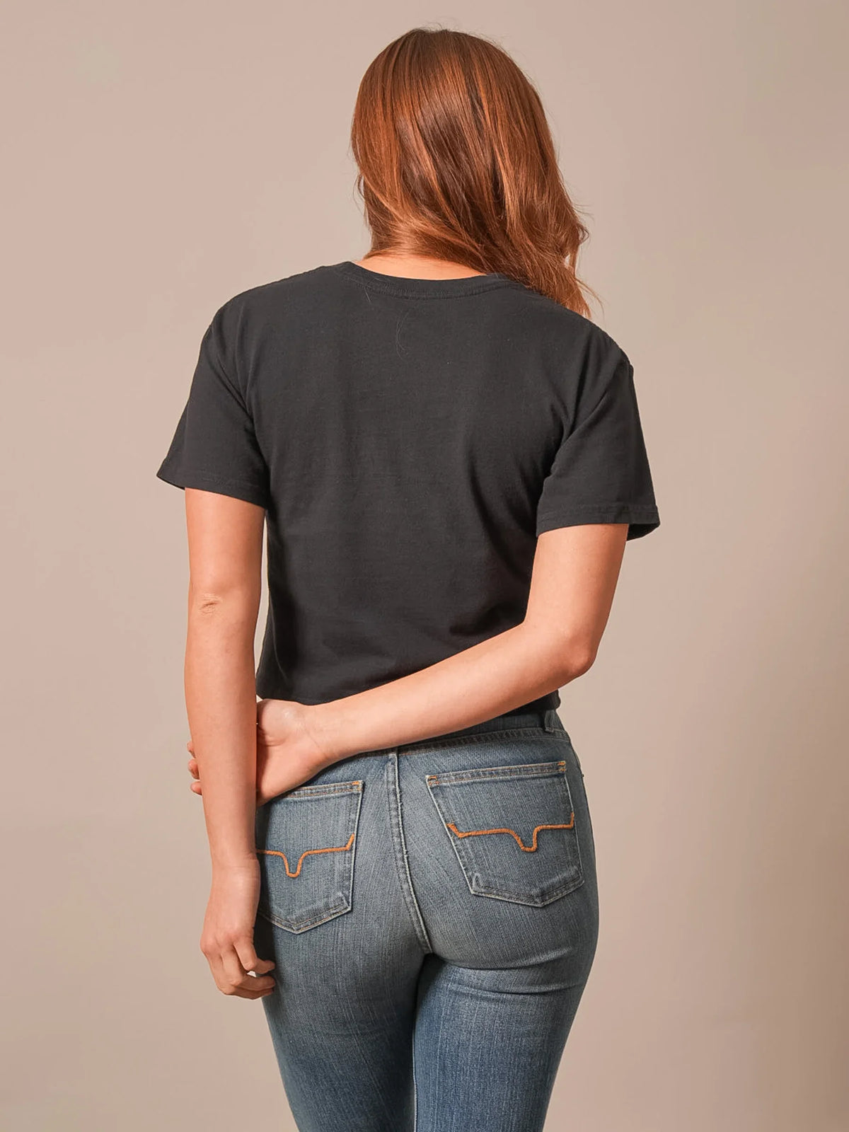 Kimes Ranch Lucky B Boots For Walkin', back view, Black short sleeve shirt with a crew neck and relaxed fit