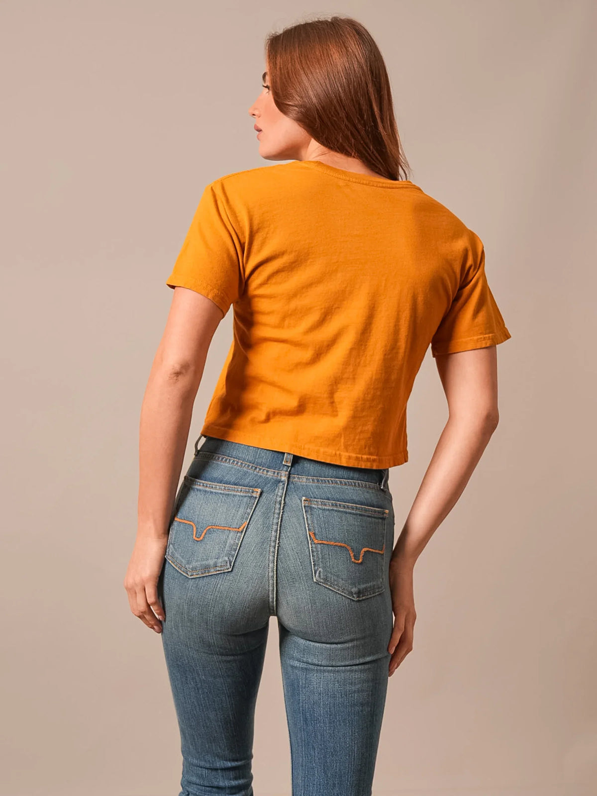 Kimes Ranch Lucky B Boots For Walkin', back view, Gold short sleeve shirt with back yoke