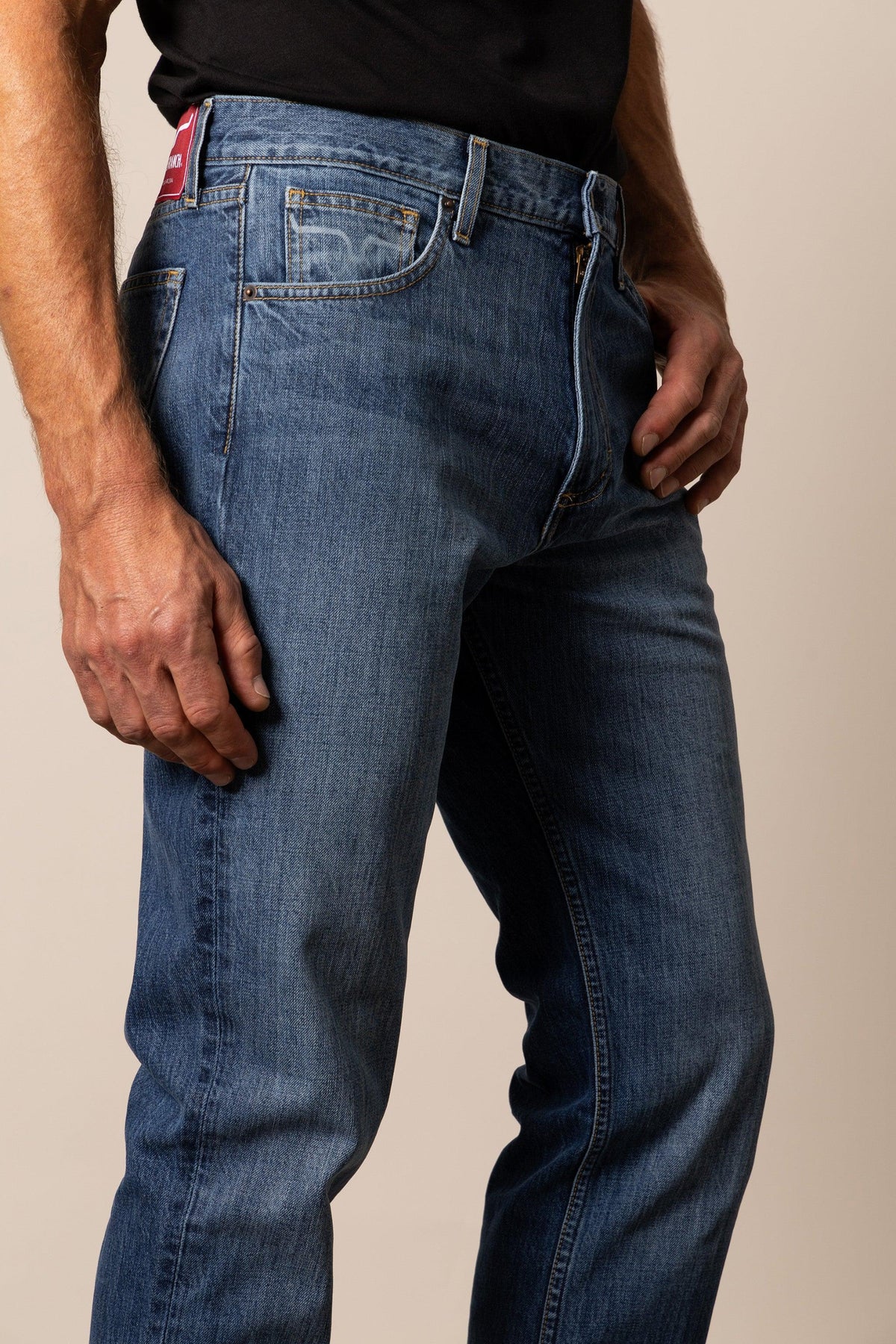 Kimes Ranch Luke Mid Wash Slim Fit jeans with a Mid Wash blue color and front pockets