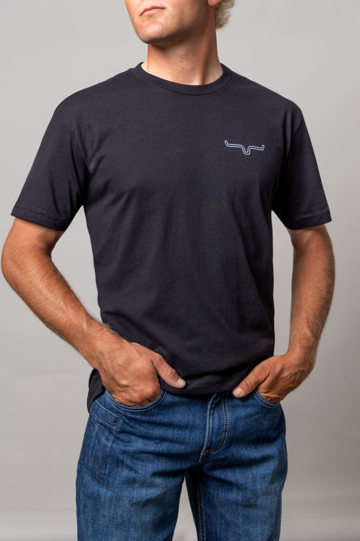 Kimes Ranch Mexicana Plate shirt in Black with a white Kimes Ranch logo on the chest
