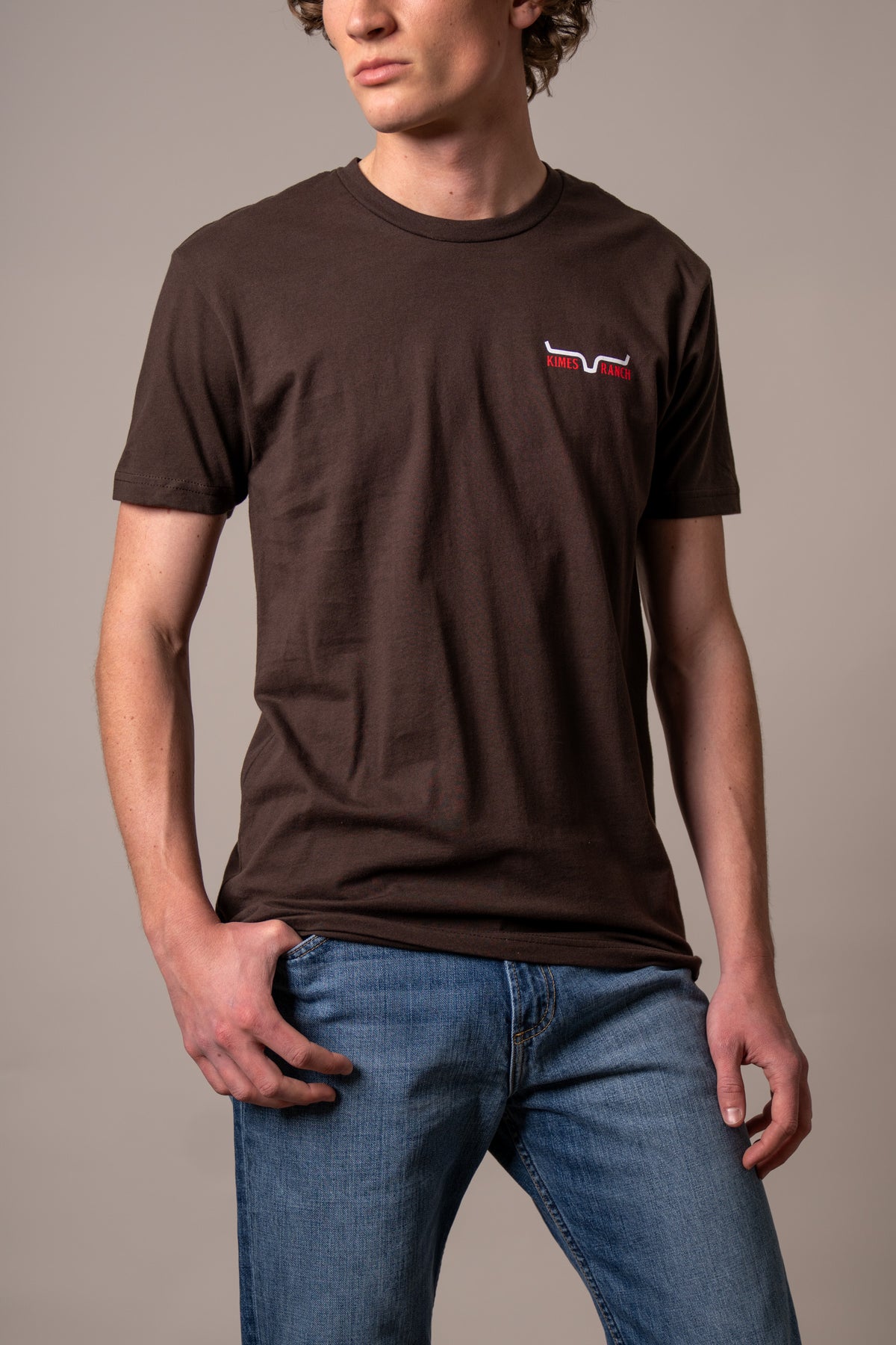 Kimes Ranch Mexico Prairie shirt in Dark Chocolate with a chest logo