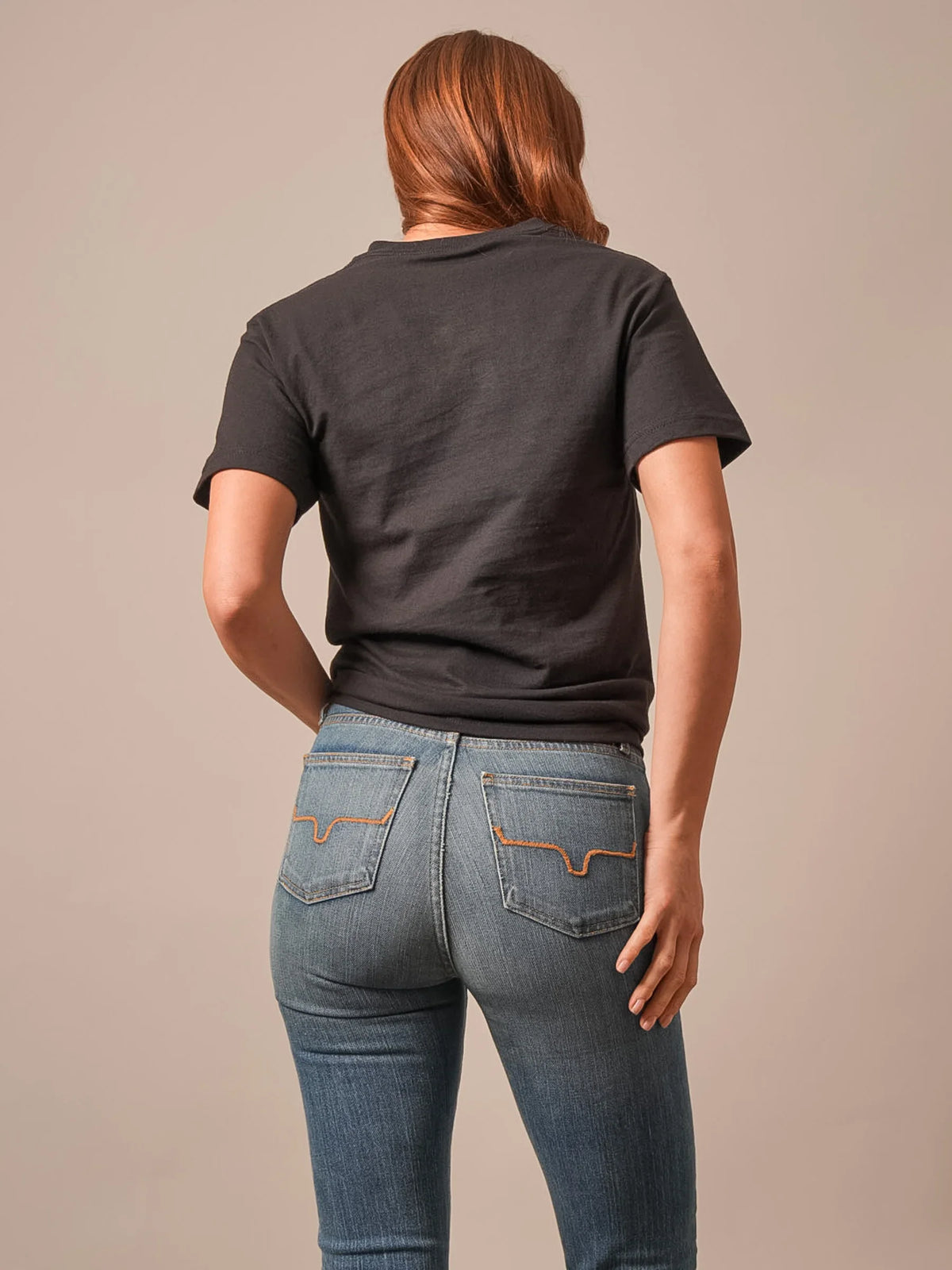 Kimes Ranch Mountain Badge shirt in Black, back view, with short sleeves and a crew neck