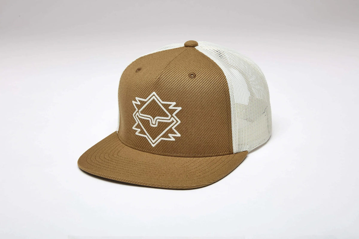 Kimes Ranch North Star hat in Work Wear Brown, side view, with white mesh back and embroidered logo