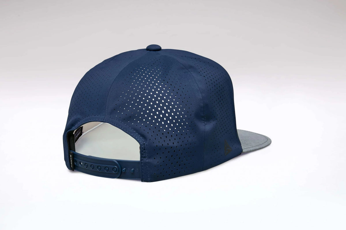 Kimes Ranch Palma hat in Blue, back view, with perforated back and adjustable strap