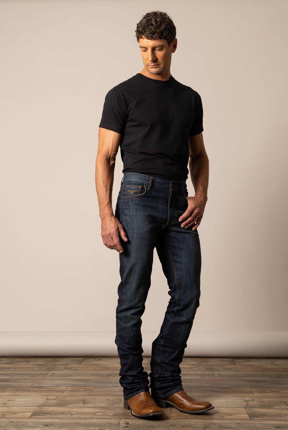 Kimes Ranch Roger Modern Bootcut jeans in dark indigo with a classic five-pocket design
