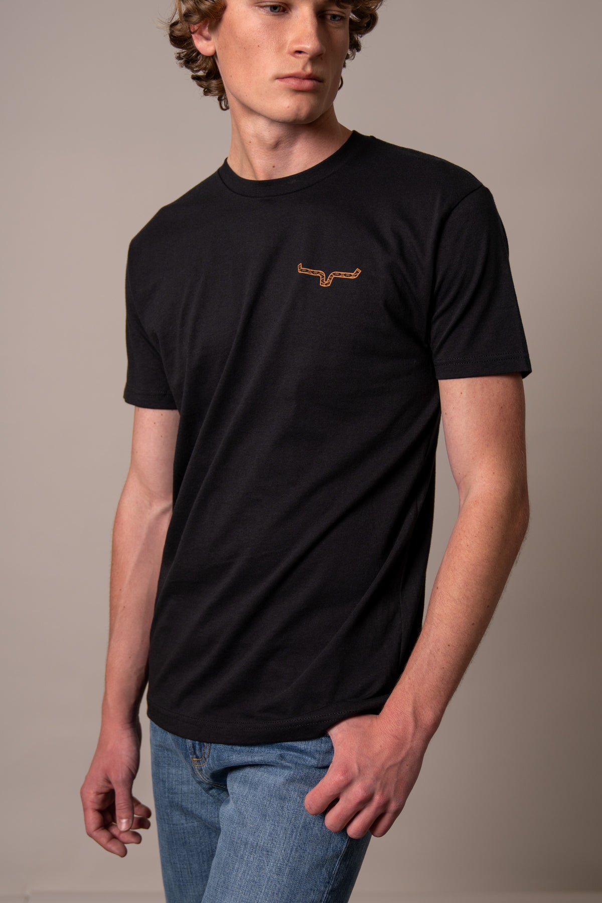 Kimes Ranch Rowell Black short sleeve t-shirt with Kimes Ranch logo on chest