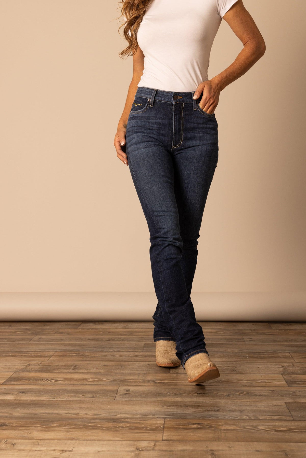Kimes Ranch Sarah jeans in Dark Wash with a slim fit and front pockets
