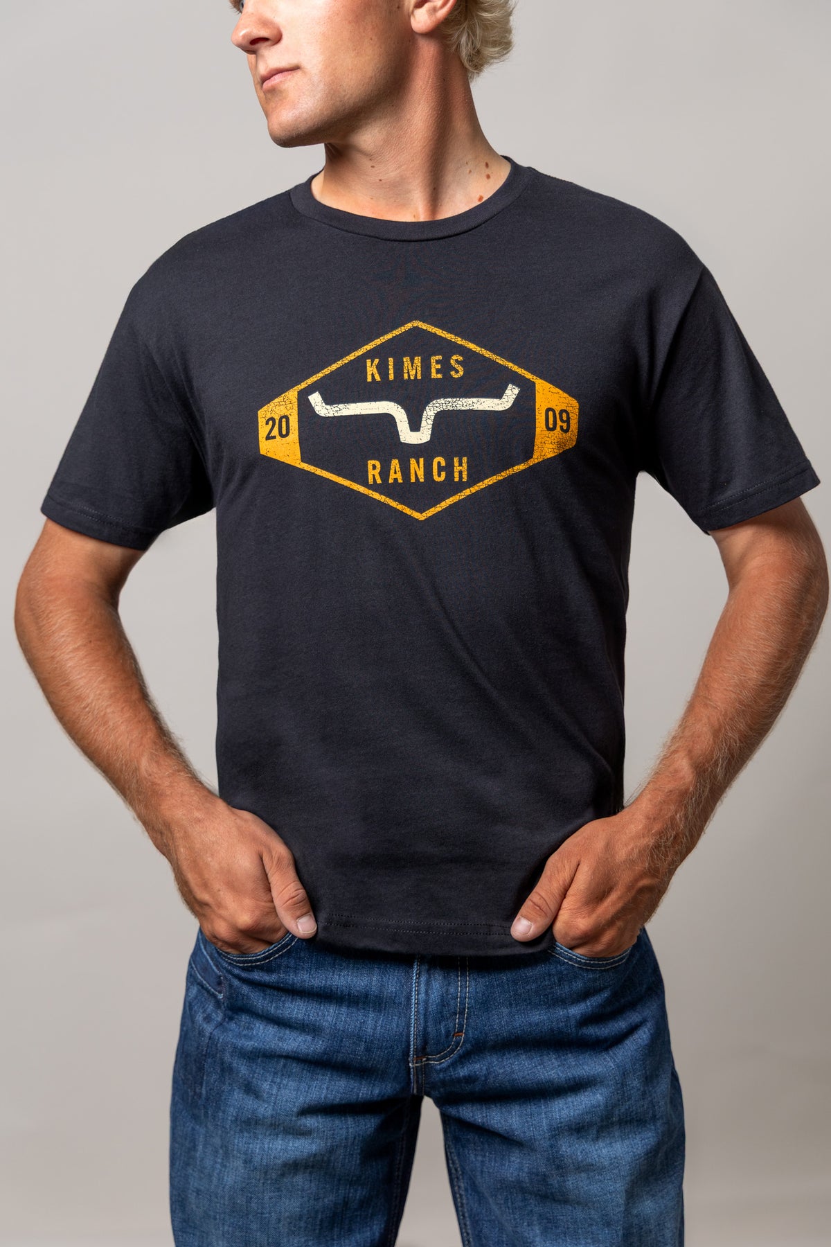 Kimes Ranch Serrano shirt in Black with a yellow diamond logo featuring the Kimes Ranch logo and the year 2009