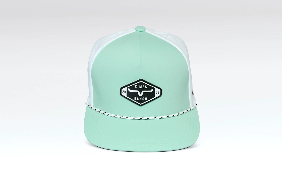 Kimes Ranch Serrano Trucker hat in Lime with white mesh back and Kimes Ranch logo patch