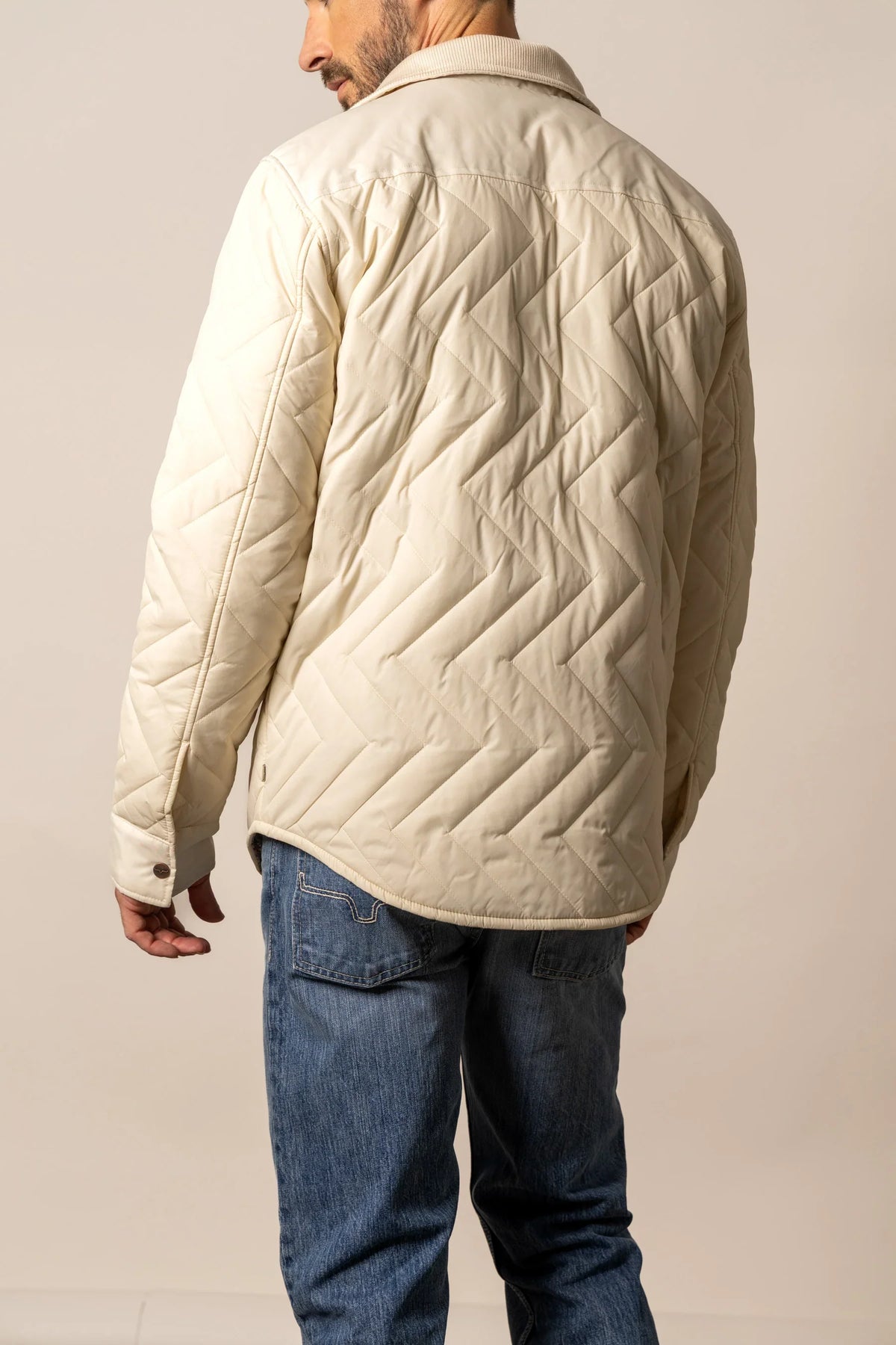 Kimes Ranch Skink Jacket in Natural, back view, with a chevron quilted back and long sleeves