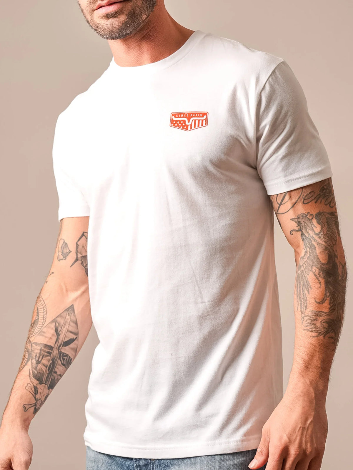 Kimes Ranch Spangled shirt in White with a chest logo