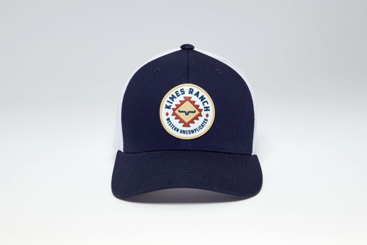 Kimes Ranch Vaughn hat in Navy with white mesh back and embroidered Kimes Ranch logo