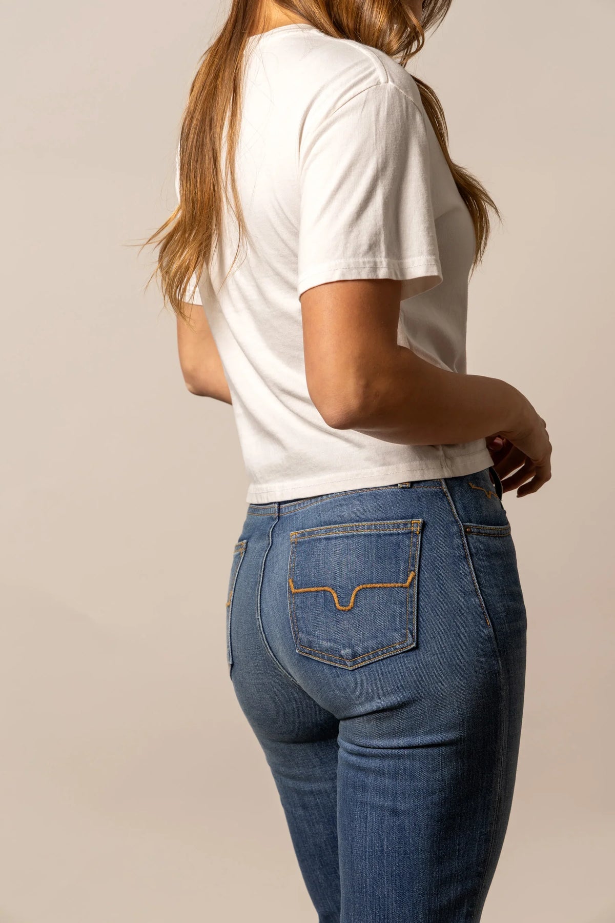 Kimes Ranch The Road shirt in Bone, side view, with short sleeves and a relaxed fit