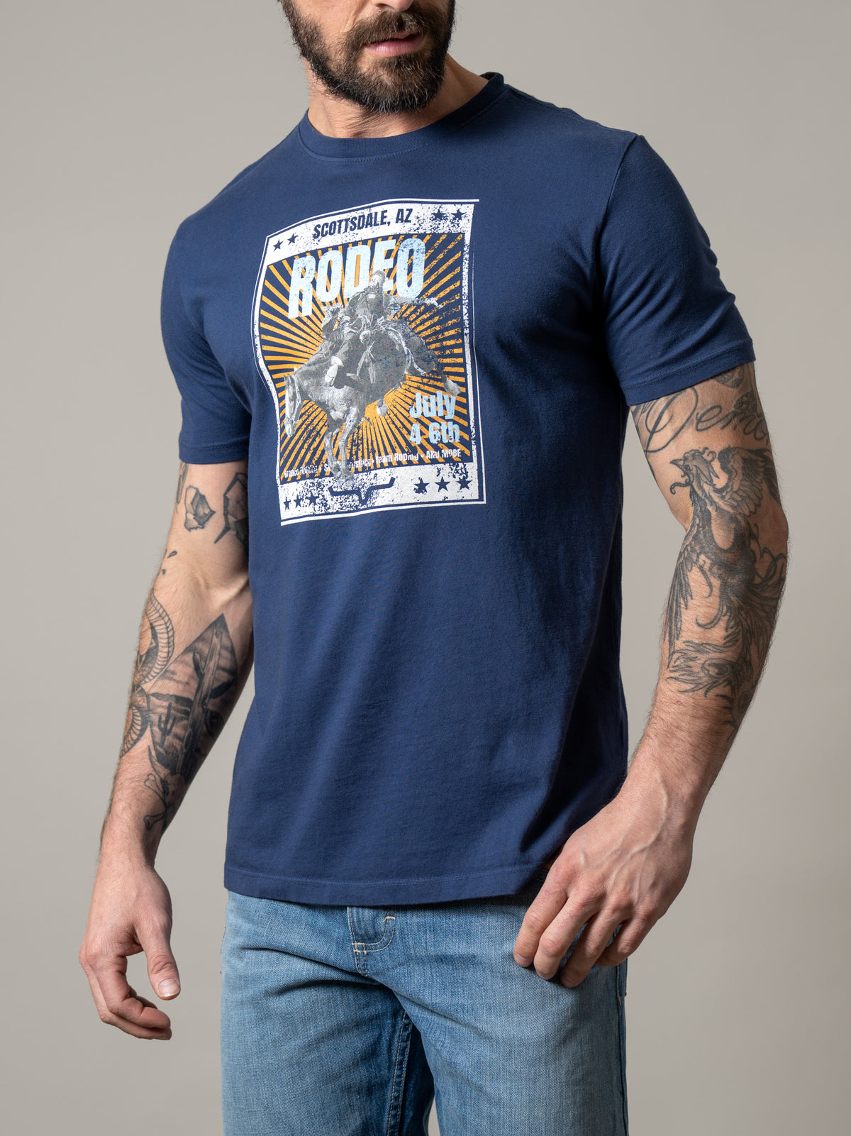 Kimes Ranch Top Bill shirt with a Scottsdale Rodeo graphic print