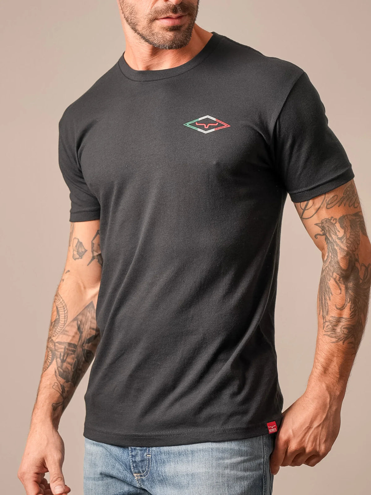 Kimes Ranch Tredwell shirt in Black with a diamond logo on the chest
