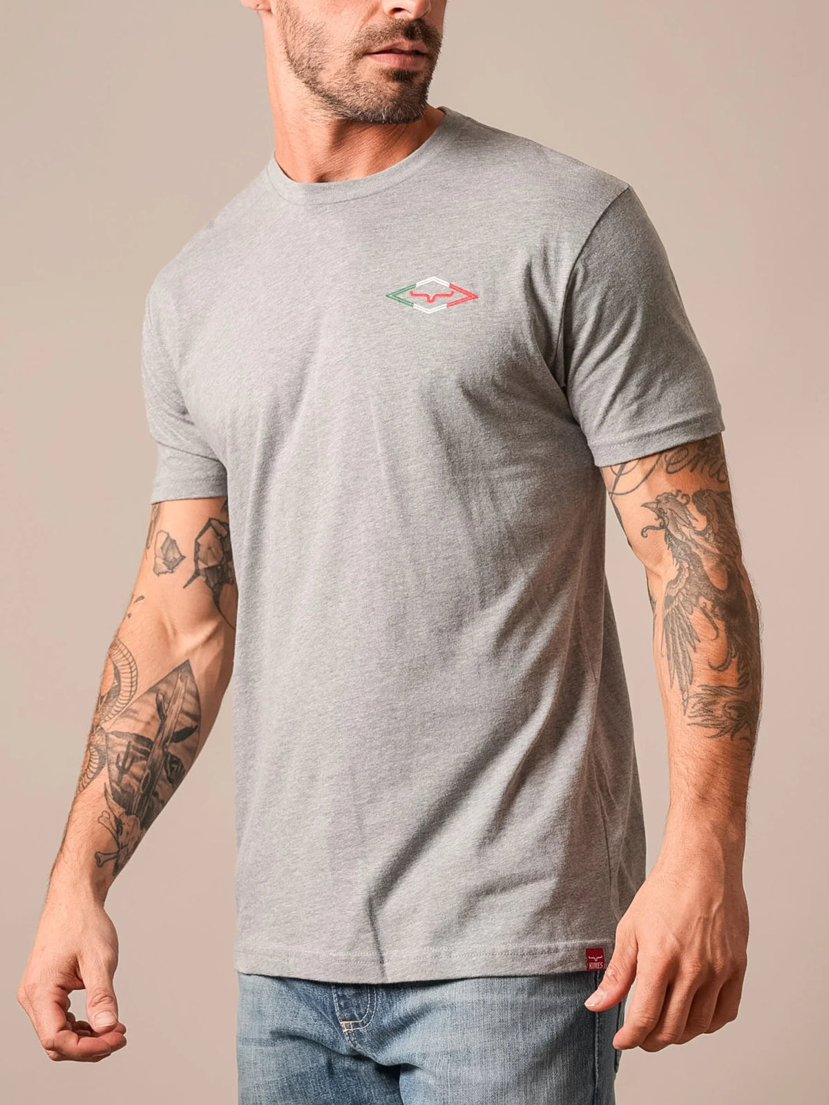 Kimes Ranch Tredwell shirt in Dark Grey Heather with a small embroidered logo on the chest