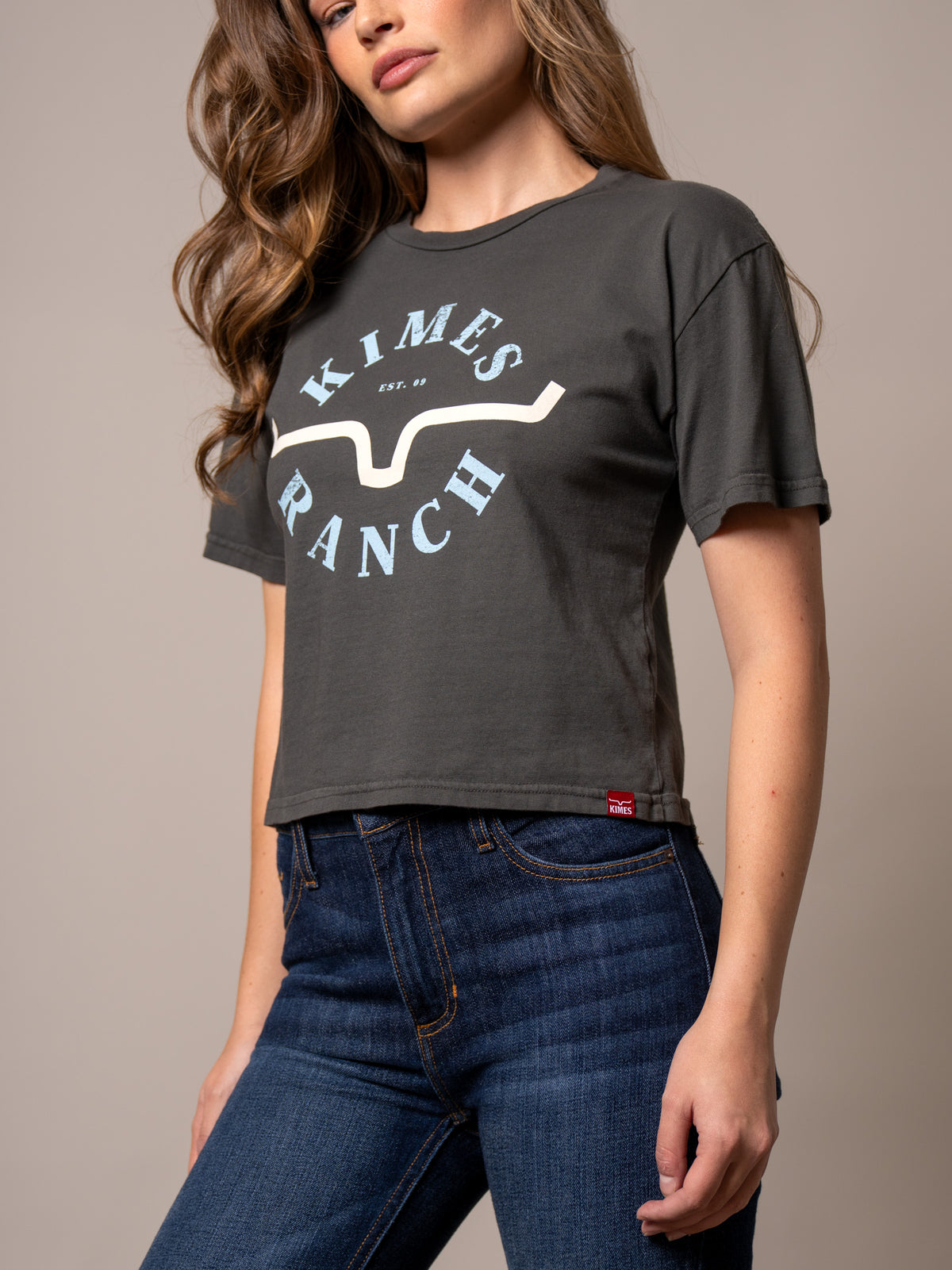 Kimes Ranch Uncomplicated shirt in Pepper with a front graphic featuring the Kimes Ranch logo and text