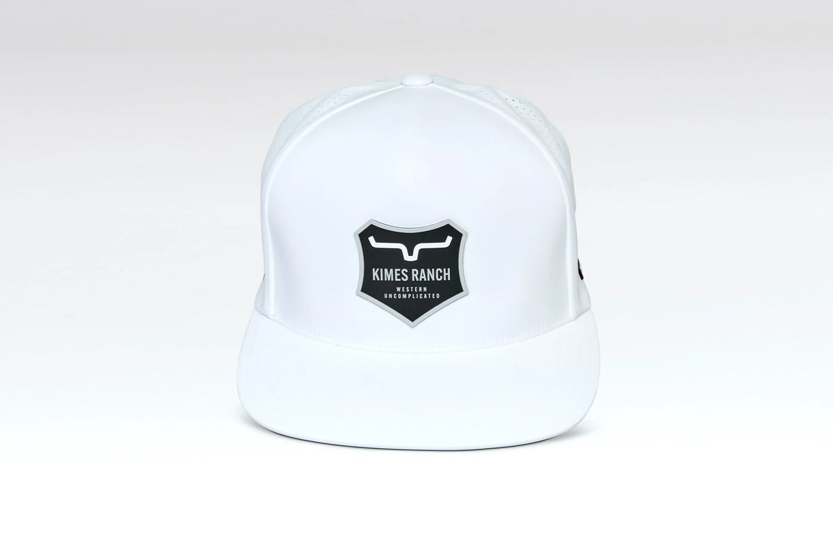 Kimes Ranch Vista hat in White with the Kimes Ranch logo on the front