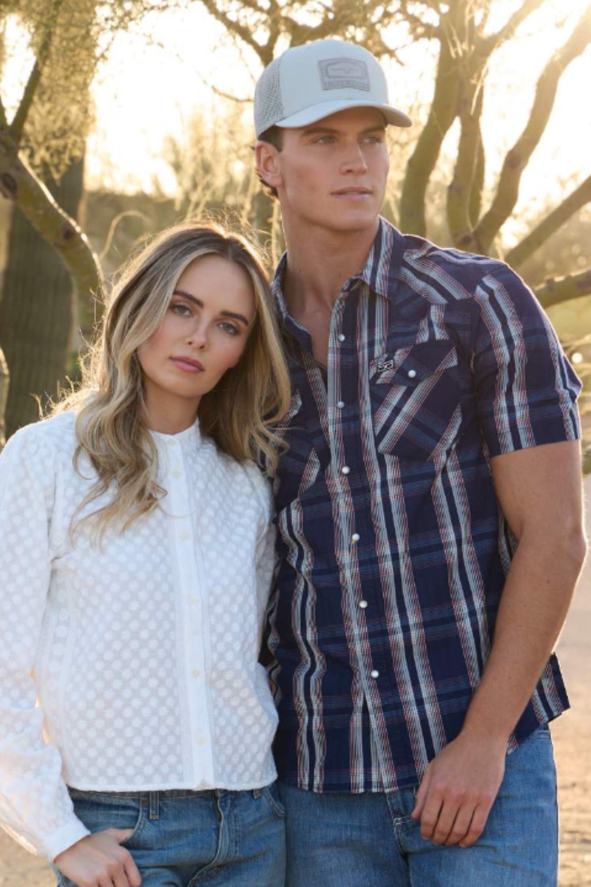Kimes Ranch Davis dress shirt in Indigo with a plaid pattern and chest pocket
