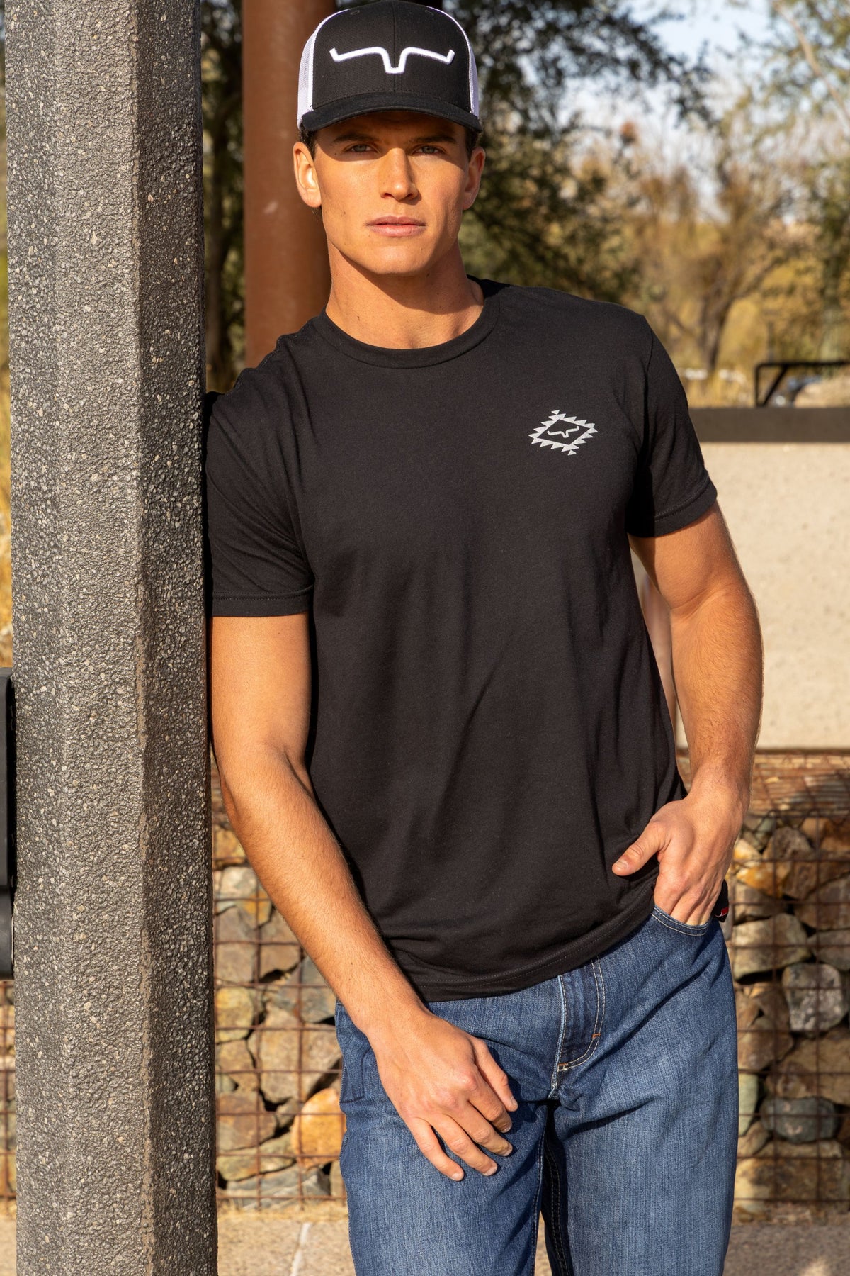 Kimes Ranch San Juan Black short sleeve t-shirt with a white Kimes Ranch logo on the chest