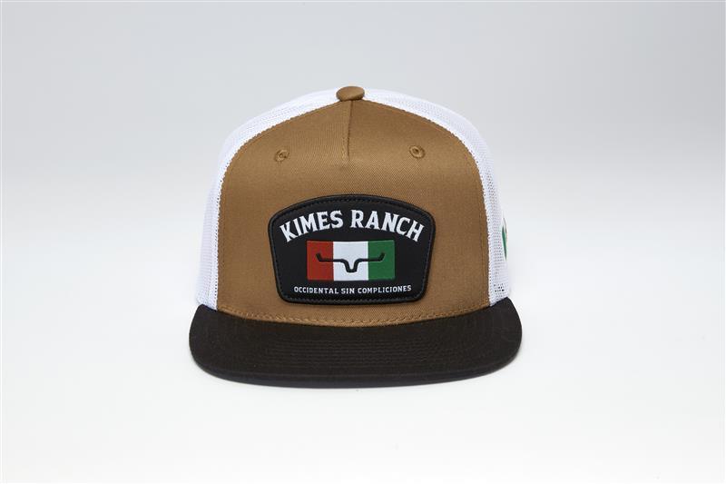 Kimes Ranch Bandera Trucker hat in Work Wear Brown with white mesh back and front patch