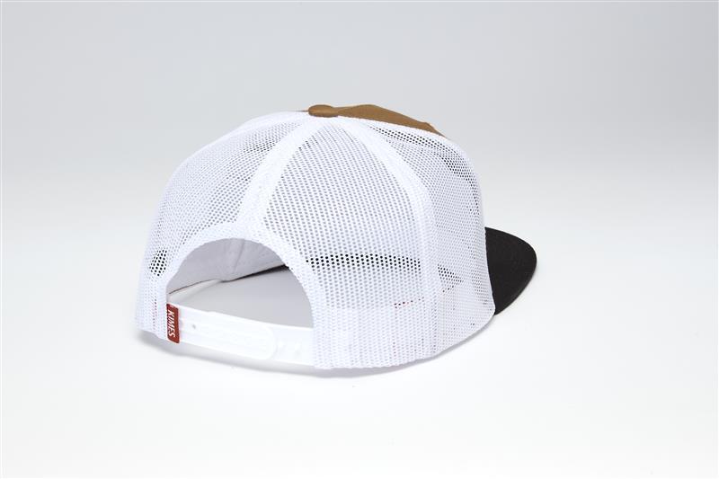 Kimes Ranch Bandera Trucker, back view, hat with white mesh back and brown crown
